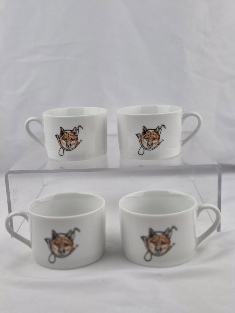 Vintage Ann Chapman Galena Il Coffee Mugs  Red Fox Hunting Motif  Set of 4